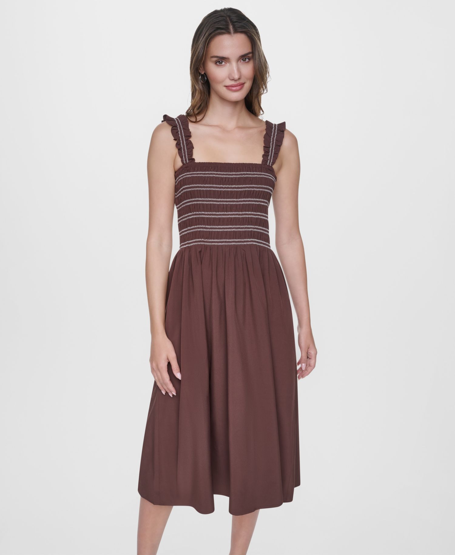 Women's Smocked Bodice Sleeveless Midi Dress