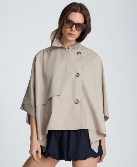Женские куртки Kenneth Cole Notch Collar Trench Cape Jacket