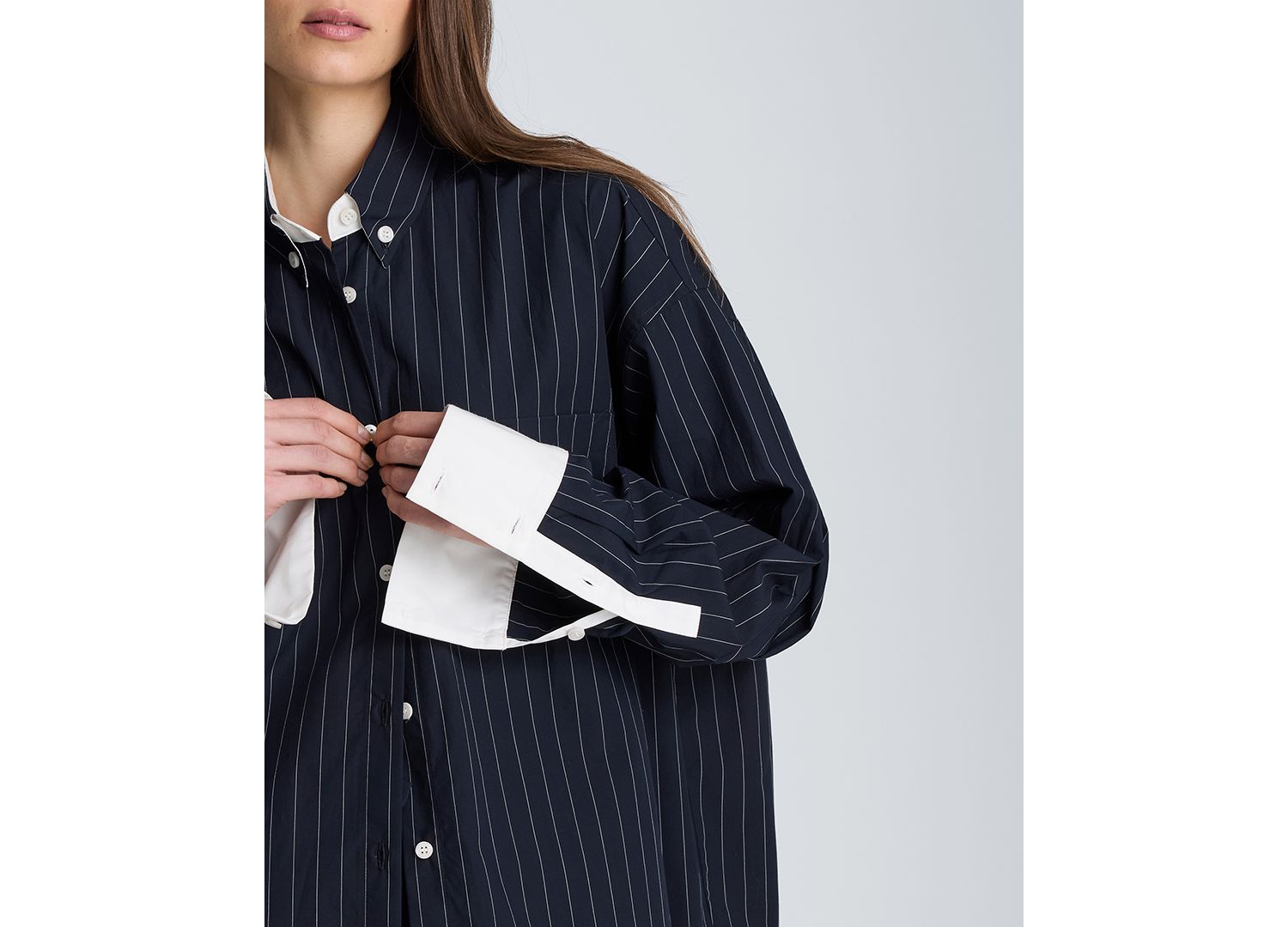 Women's Long-Sleeve Striped Button-Front Shirt