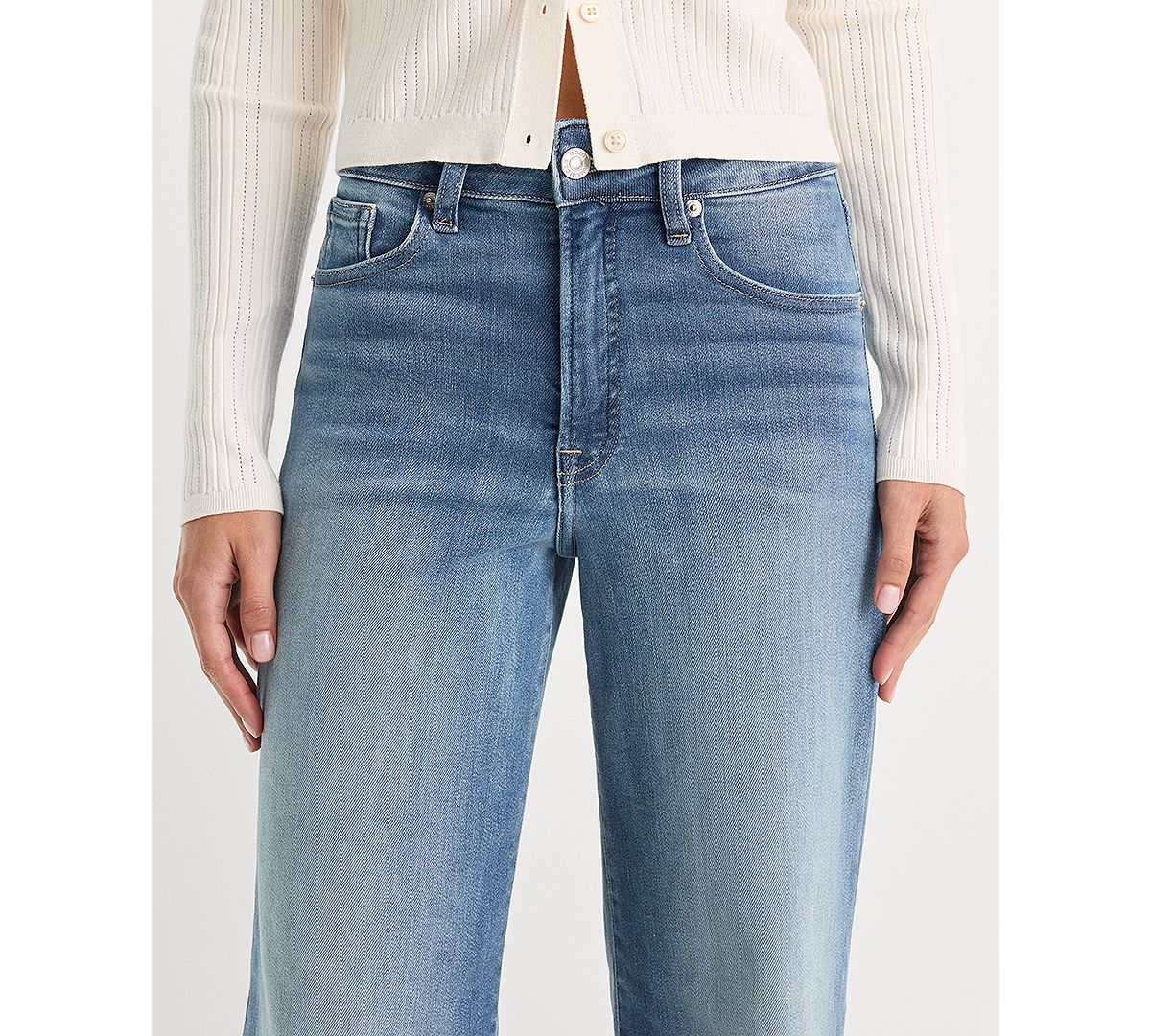 Good American Women's Soft Tech Good Waist Palazzo Ankle Jeans view 4 — MAYCSS fashion products