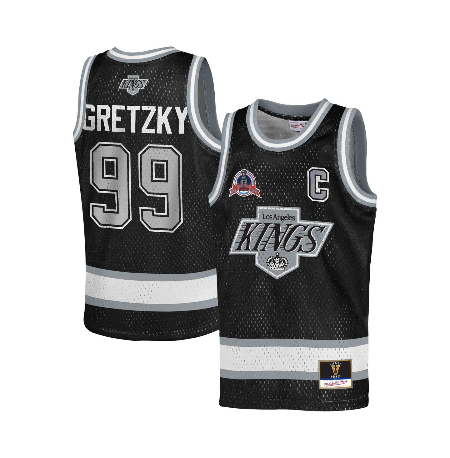 Детский топ Mitchell & Ness Wayne Gretzky Black Los Angeles Kings Maxxed Out Fashion Basketball Jersey — фото 1