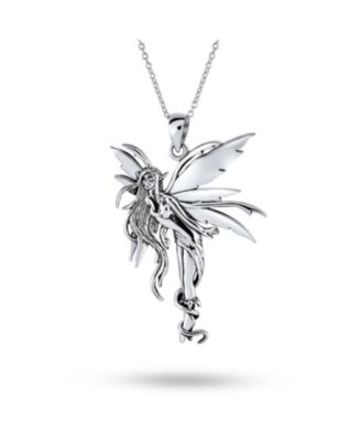 Pixie Dust Angel Fairy Tinkerbell Pendant Necklace .925 Sterling Silver
