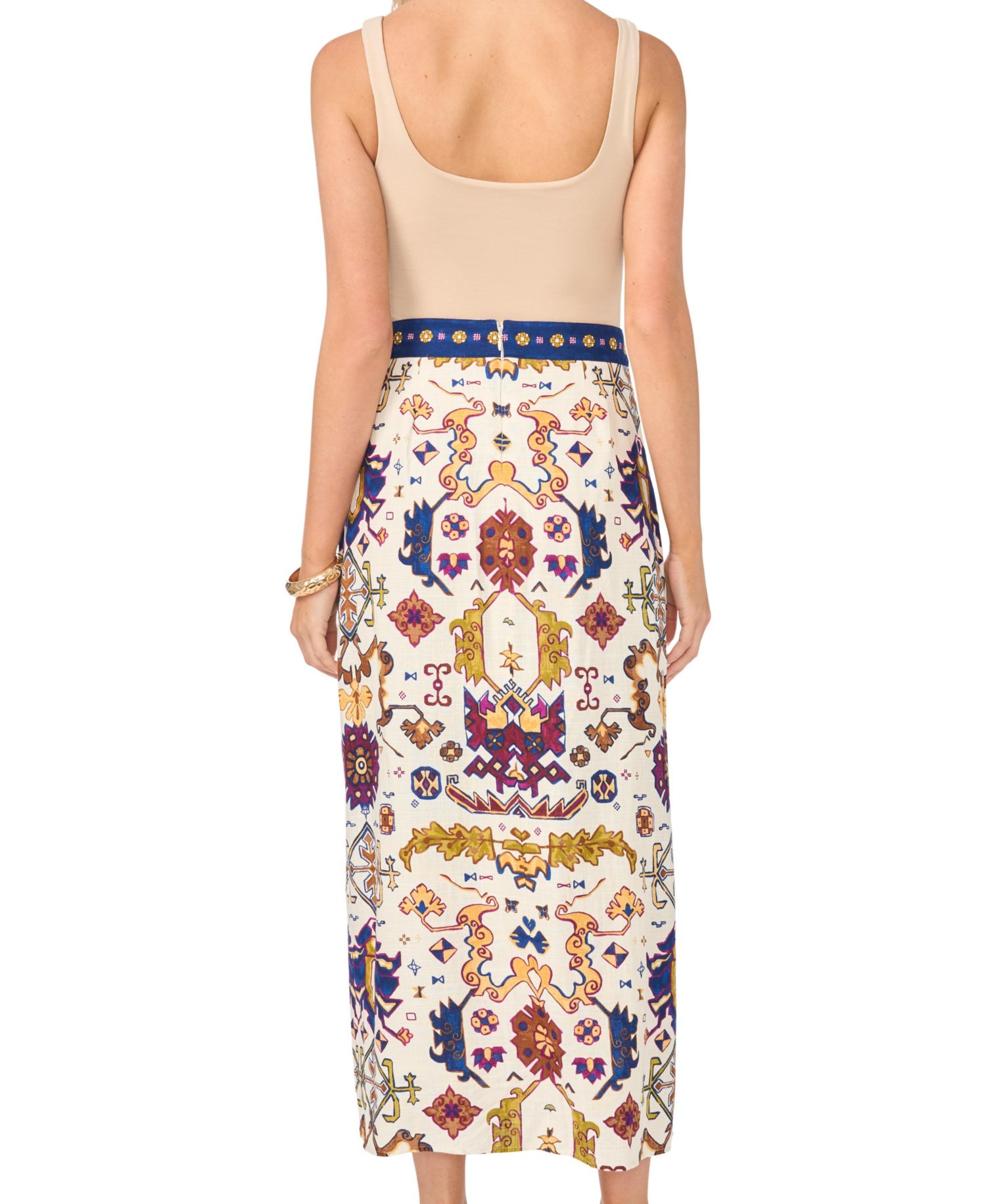 Women's Printed Faux Wrap Midi Skirt