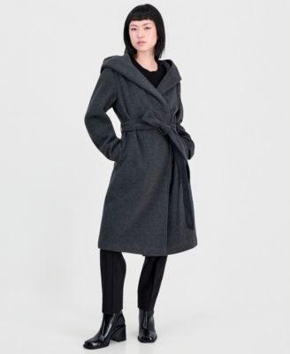 Women's Hooded Tie-Belt Wrap Coat