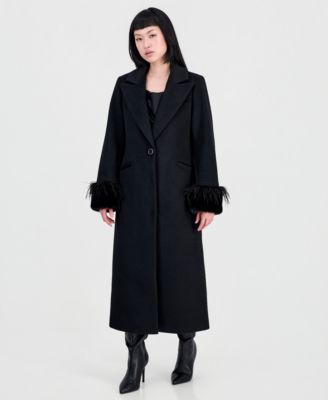 Women's Faux-Fur and Feather-Trim Maxi Coat