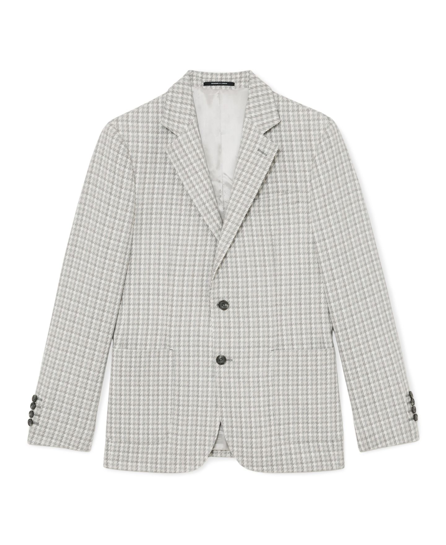Мужской пиджак REISS Canty Tailored-Fit Houndstooth Single-Breasted Blazer, цвет: Мягкий серый — фото 5
