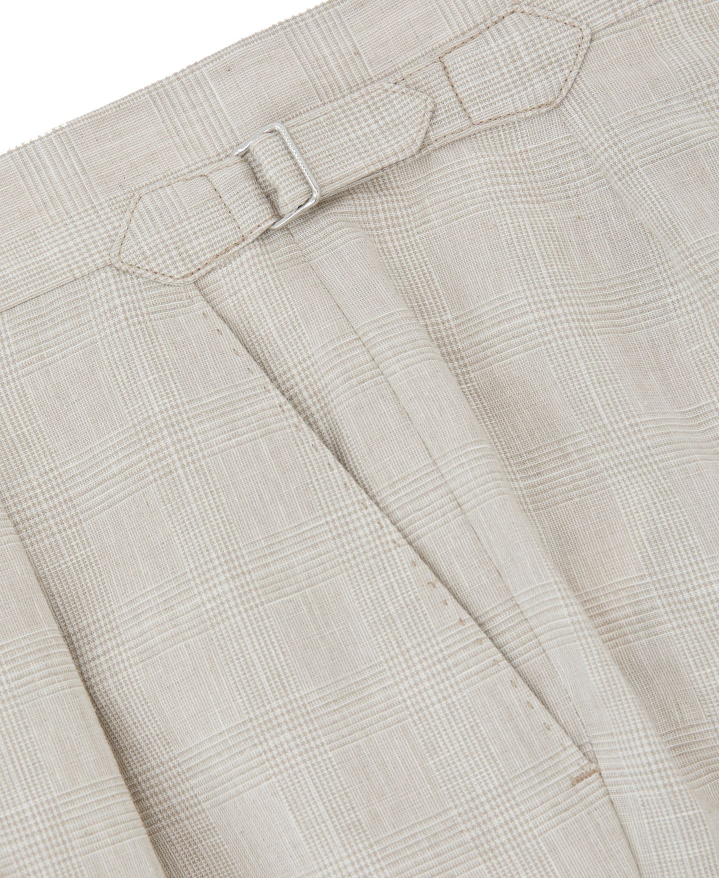 Мужские брюки REISS Finch Linen-Cotton Check Tapered, цвет: Овсяный — фото 3