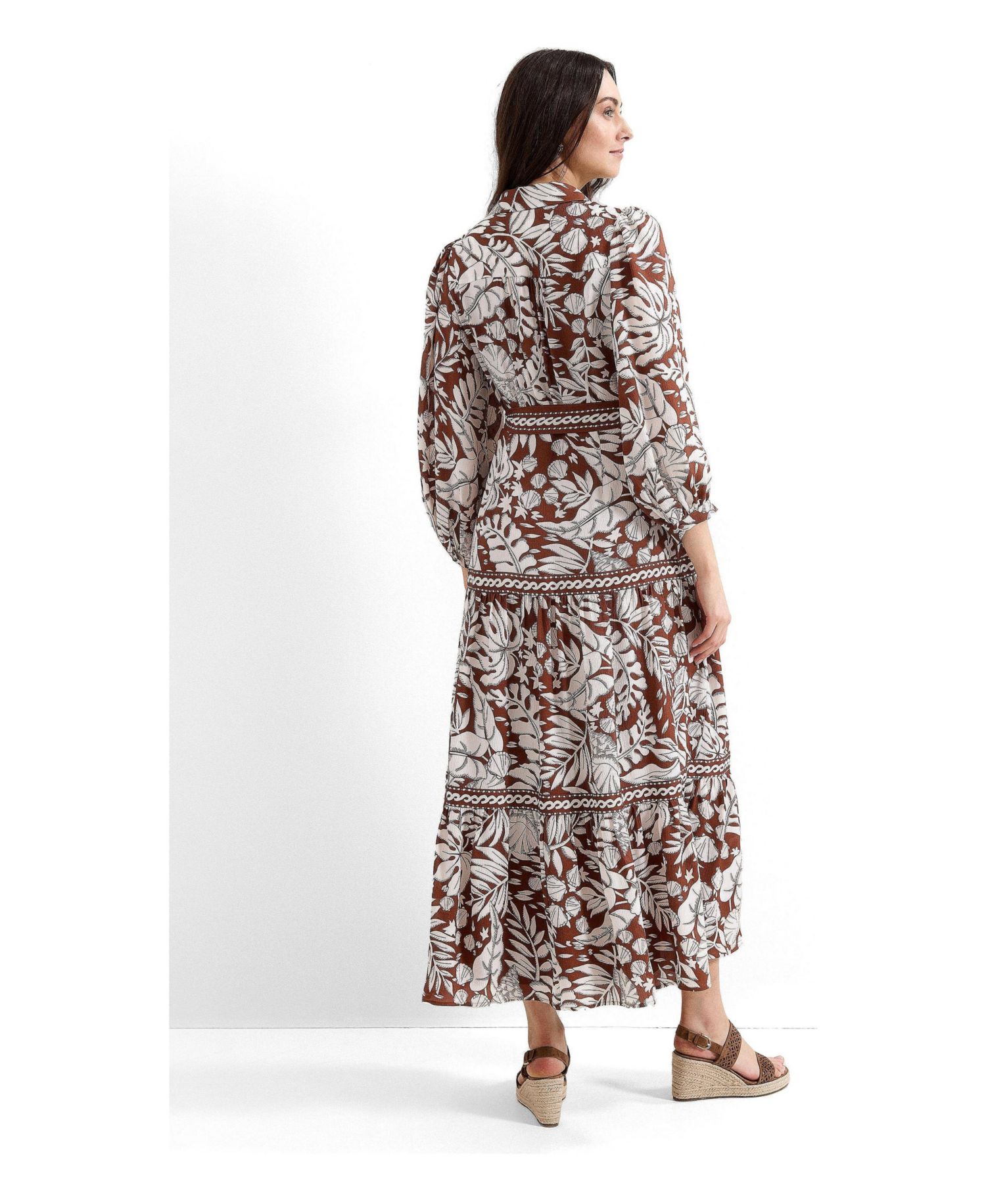 Women's Floral Print Midi Shirt Dress