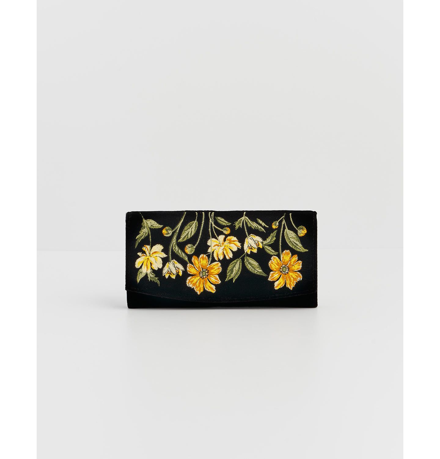 Женская сумка Fable England Botanical Velvet Embroidered Purse Large, цвет: Чёрный — фото 1