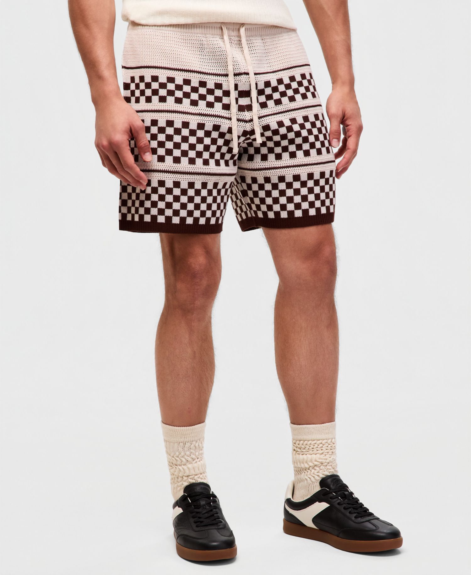 Mode of One Men's Check Sweater Shorts, Exclusive