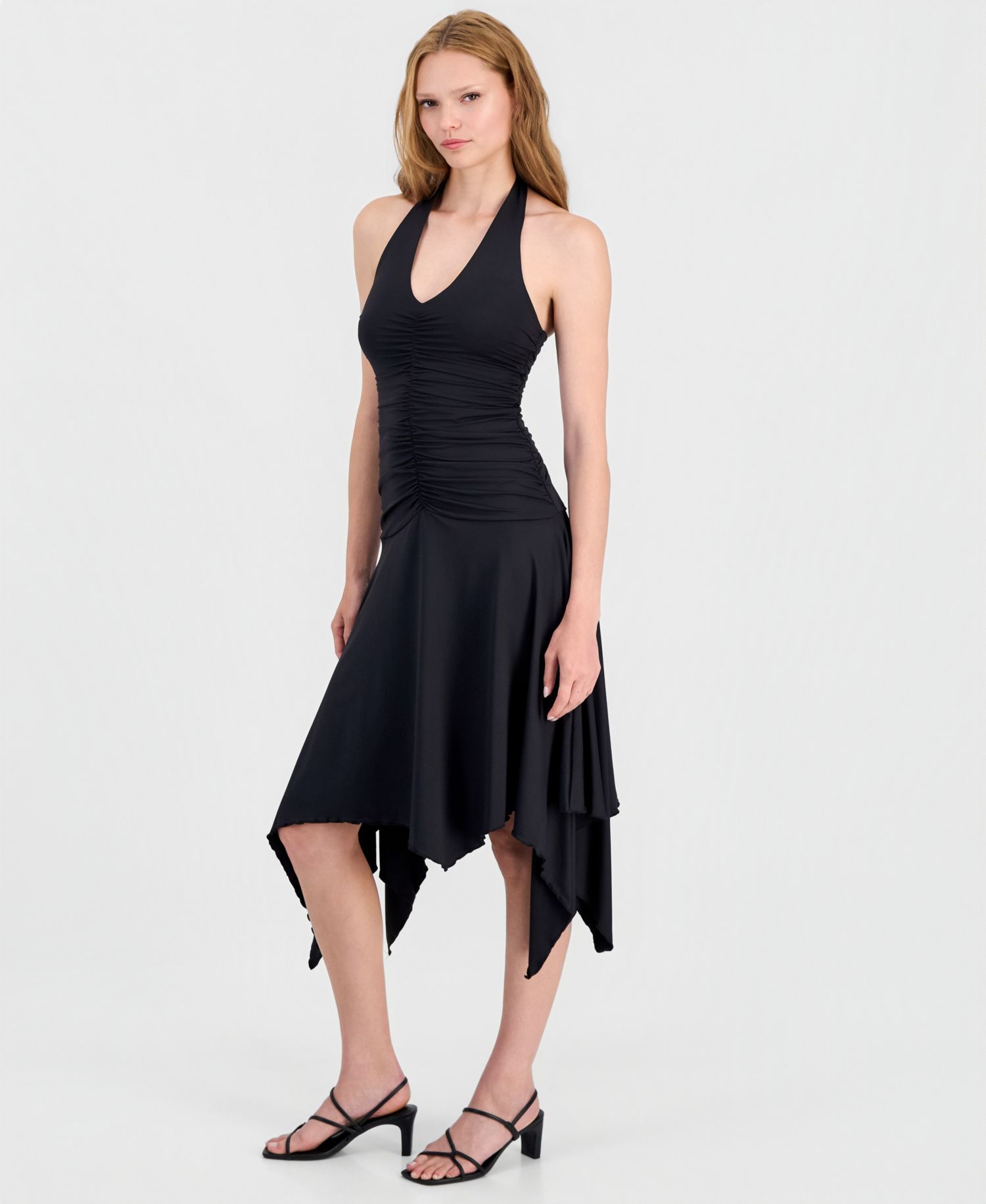 Women's Ruched Halter-Neck Dress