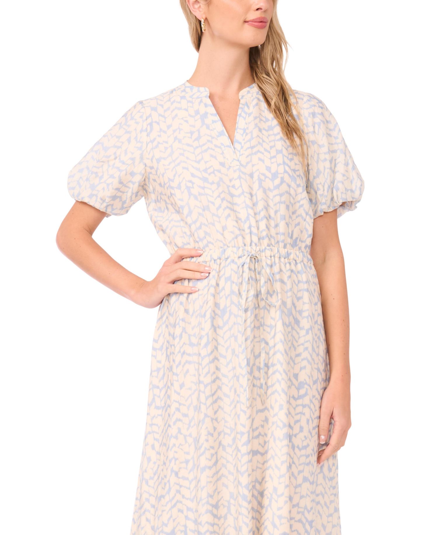 Women's Puff-Sleeve Woven Maxi Dress