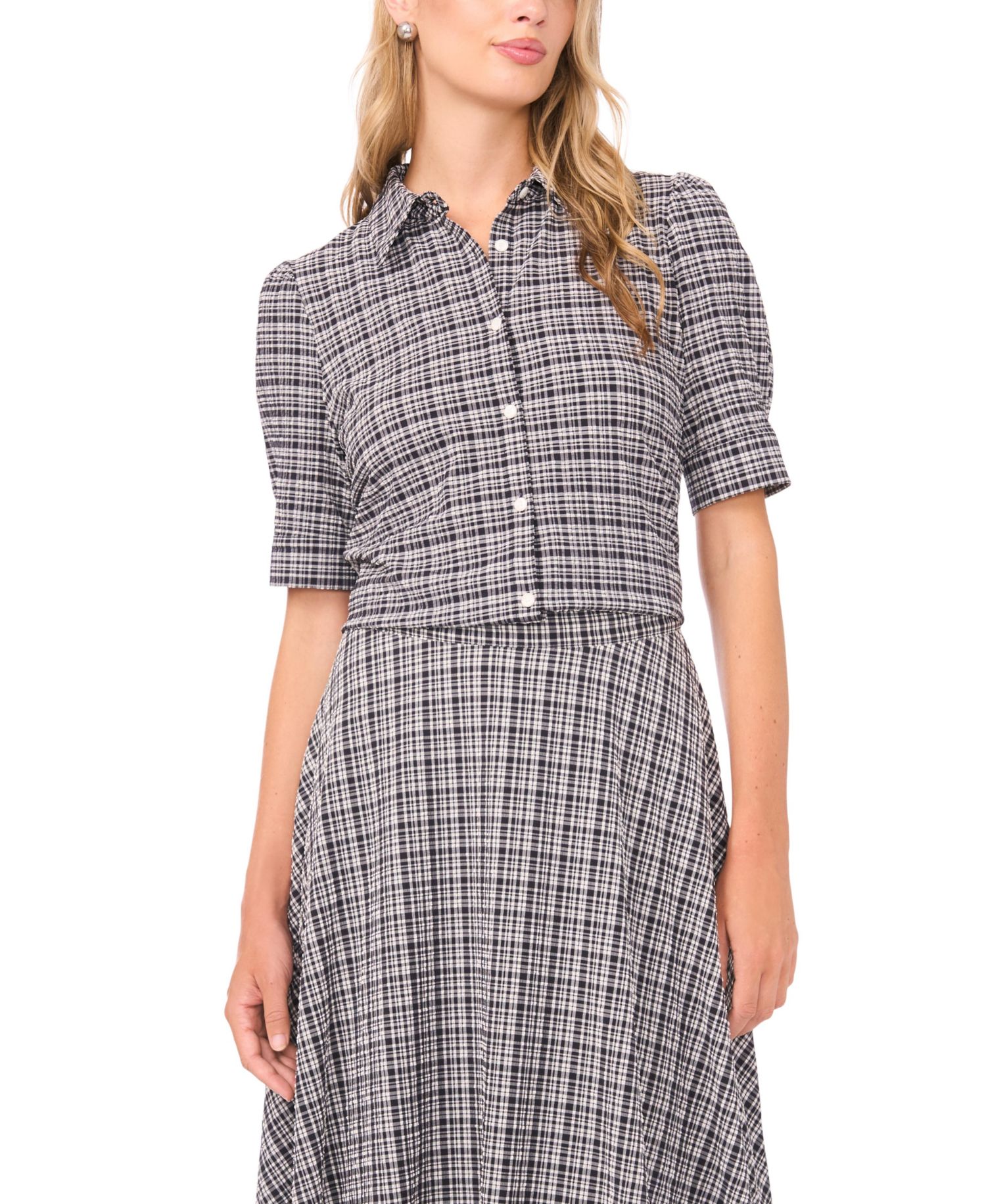 Women's Puff-Shoulder Button-Down Shirt