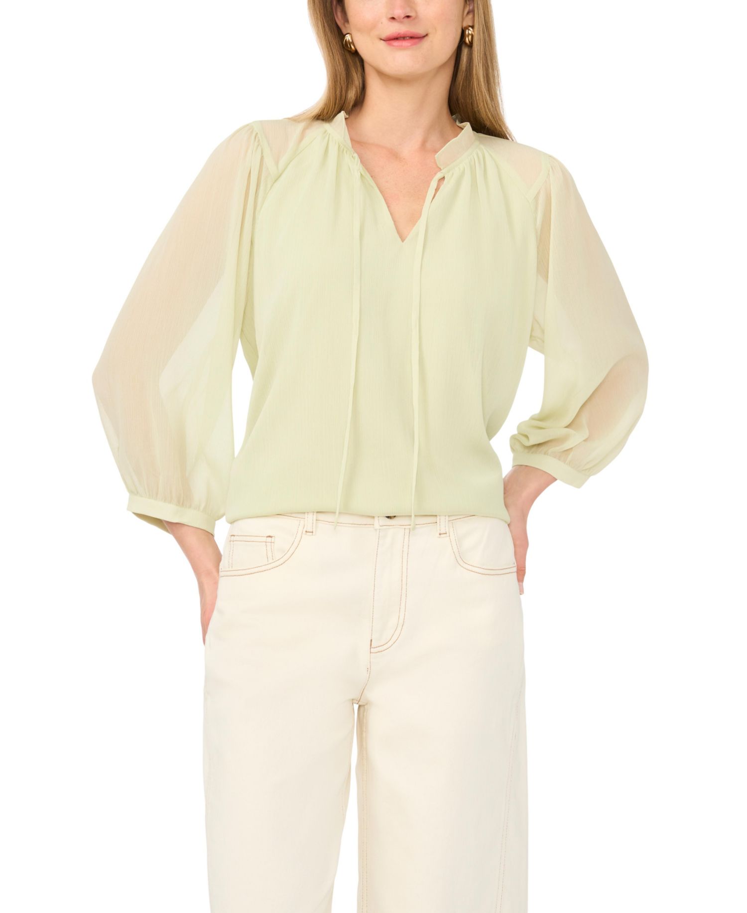 Women's Split Neck Raglan-Sleeve Blouse