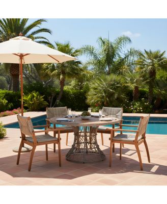 5-Piece Acacia Wood and Wicker Outdoor Dining Set