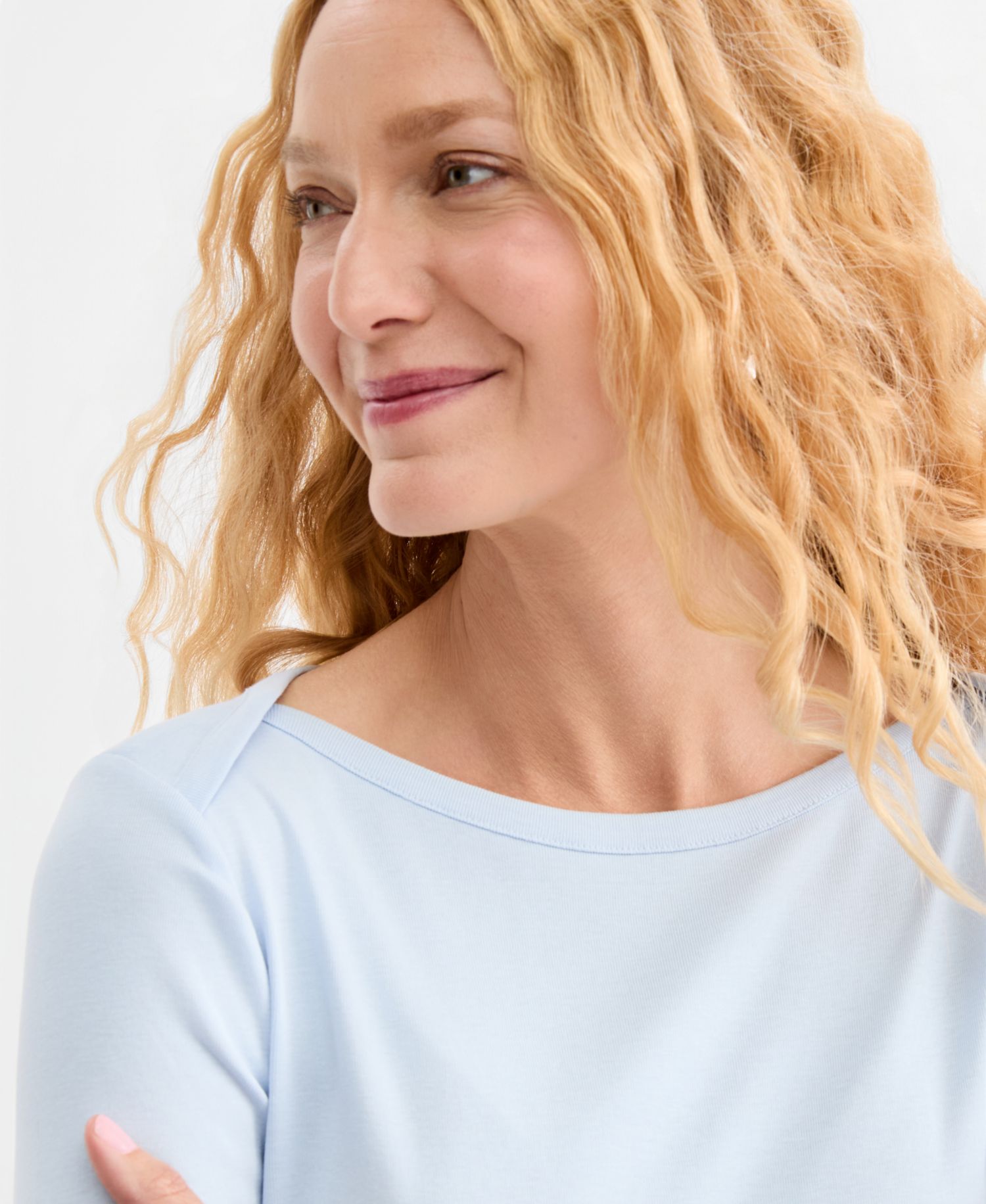 Plus Size 3/4 Sleeve Boat-Neck Top