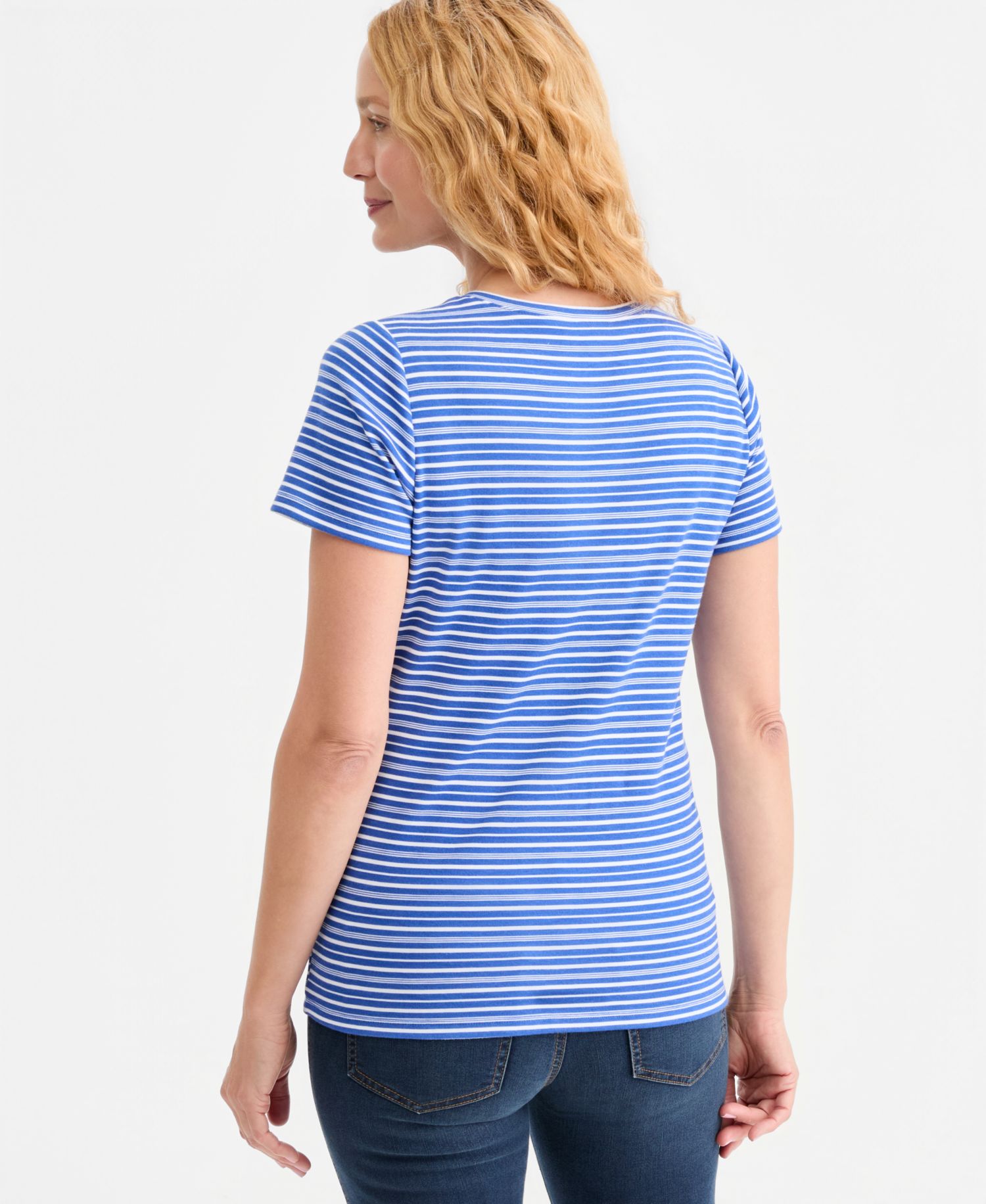 Petite Printed Short-Sleeve Henley Top