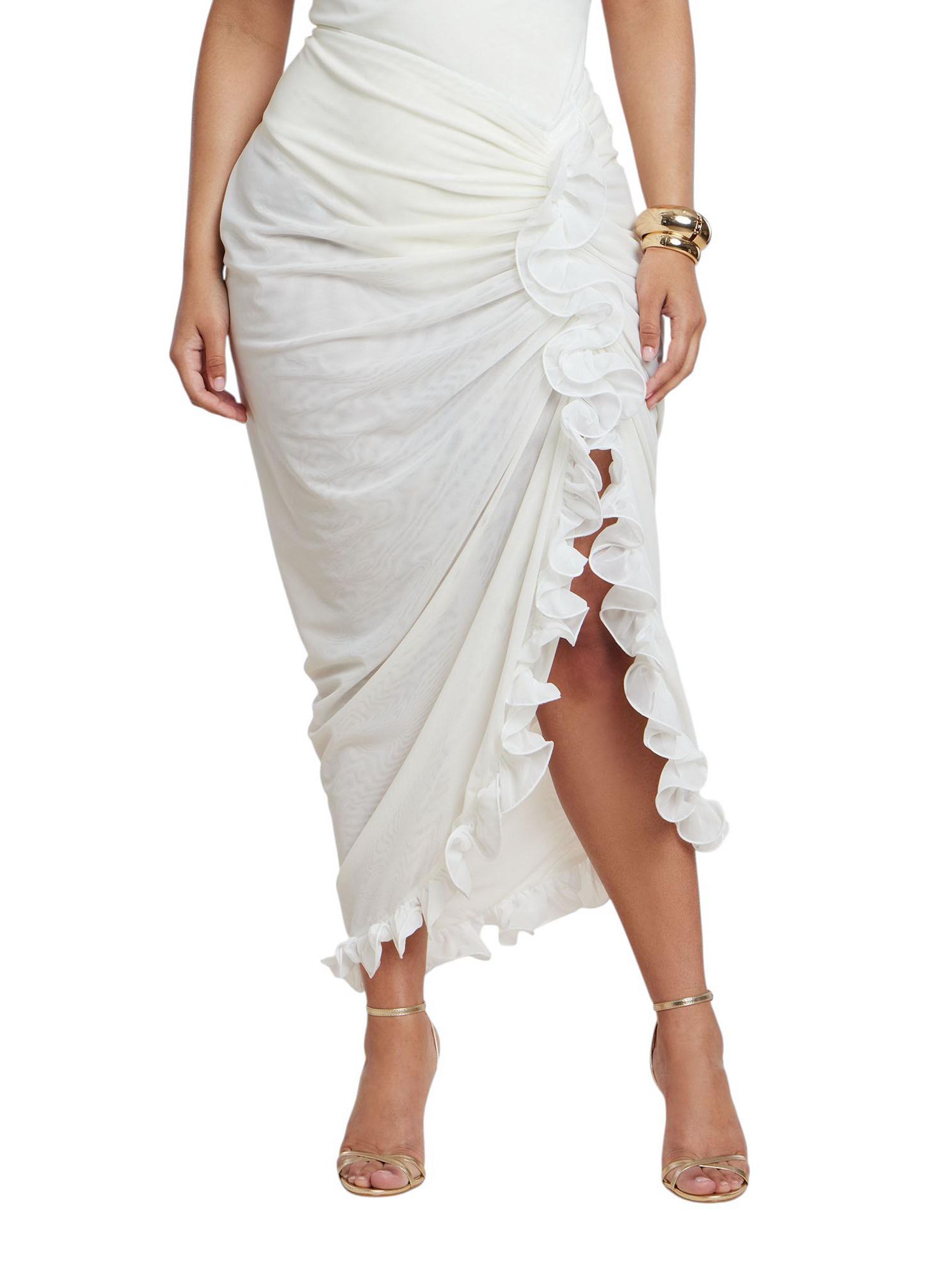 Women's Ruffled Sheer Mesh Skirt