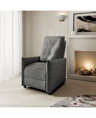 Chenille Fabric Manual Push Back Recliner Chair with Adjustable Footrest