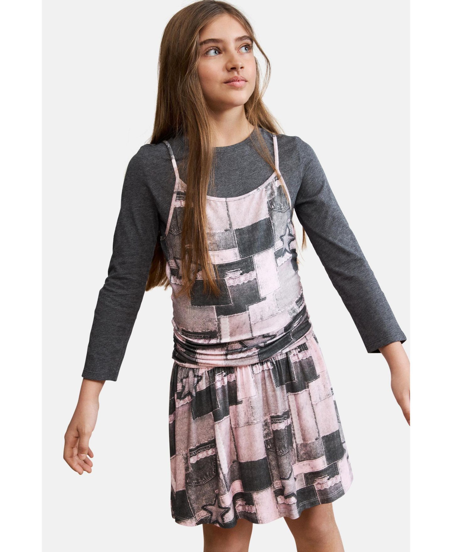 Платье Desigual 's 2-in-1 printed dress для девочек, цвет: Тёмный розовый — фото 6