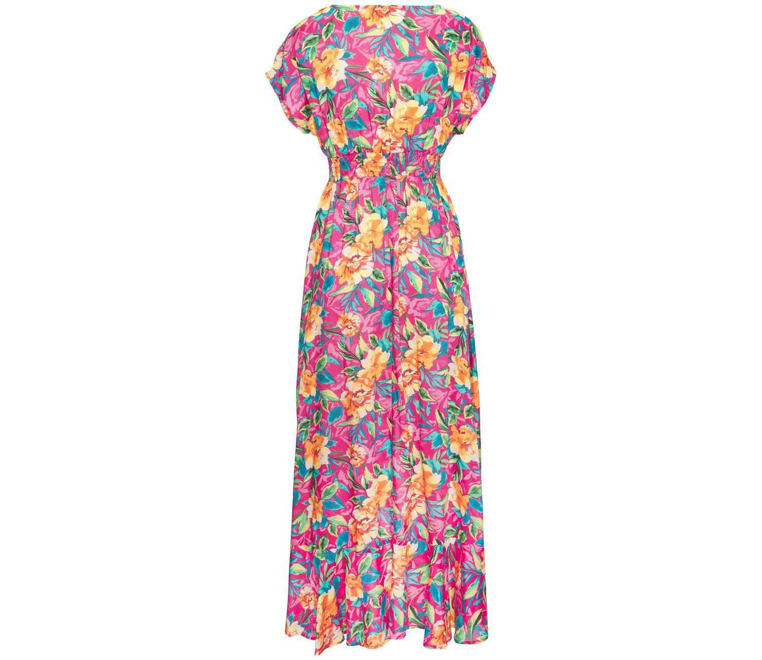 Women's Floral Print Flounce Hem Ruffle-Trim Swim Cover-Up