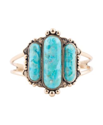 Plateau Blue Turquoise Golden Cuff Bracelet