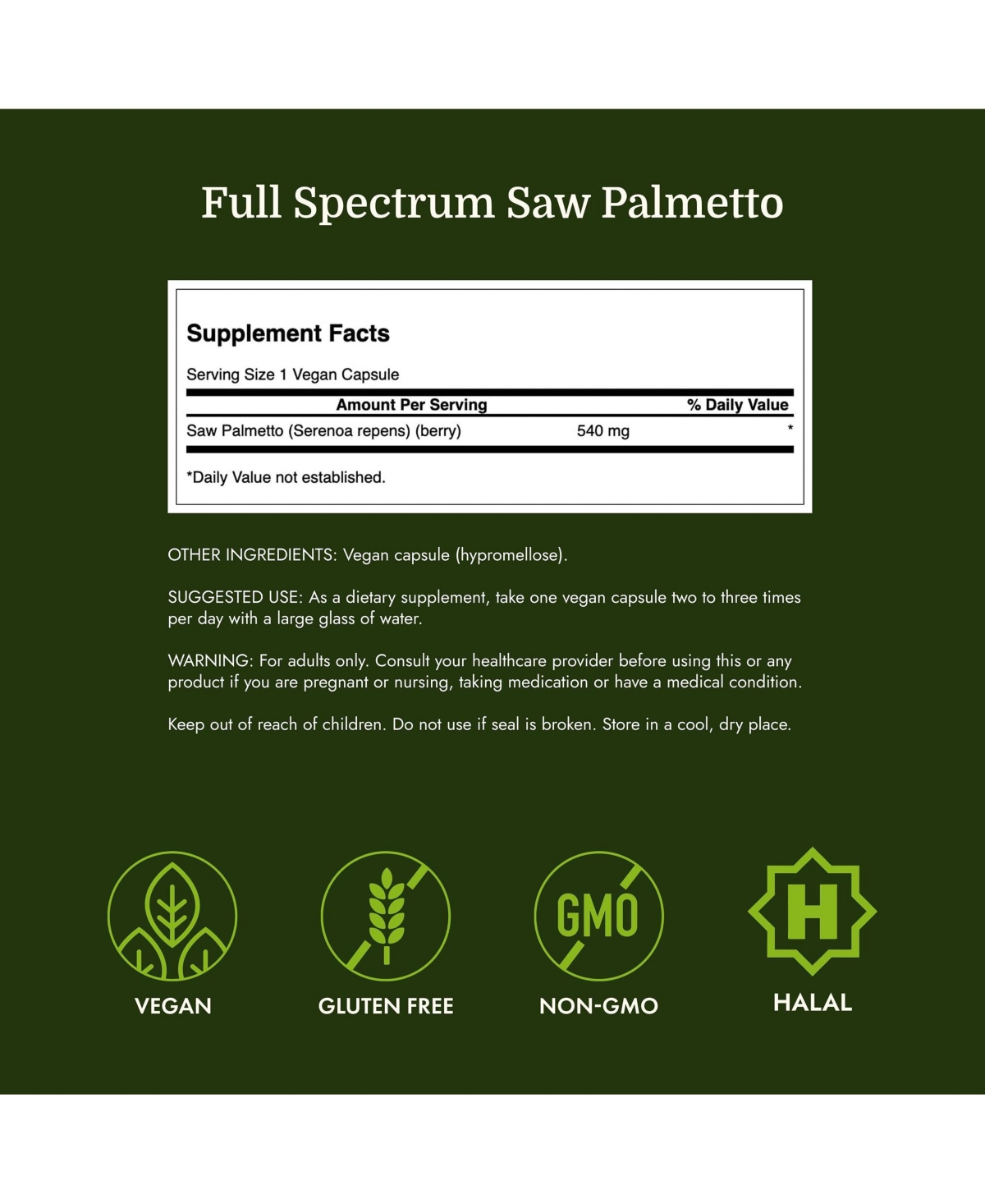 Swanson Saw Palmetto 540 Milligram 250 Capsules Herbal Supplement for Male Prostate Health, Urinary Support and quality Hair Care