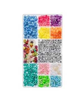 600pcs Assorted Plastic Alphabet Pony Beads with 5m Elastic Cord for DIY Crafts Bracelets Necklaces Jewelry Making Bead Box