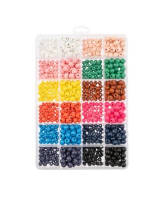 840pcs 6mm 8mm Assorted Colors Wood Beads, Colorful Round Wooden Bead for DIY Crafts Jewelry Making Bead Box