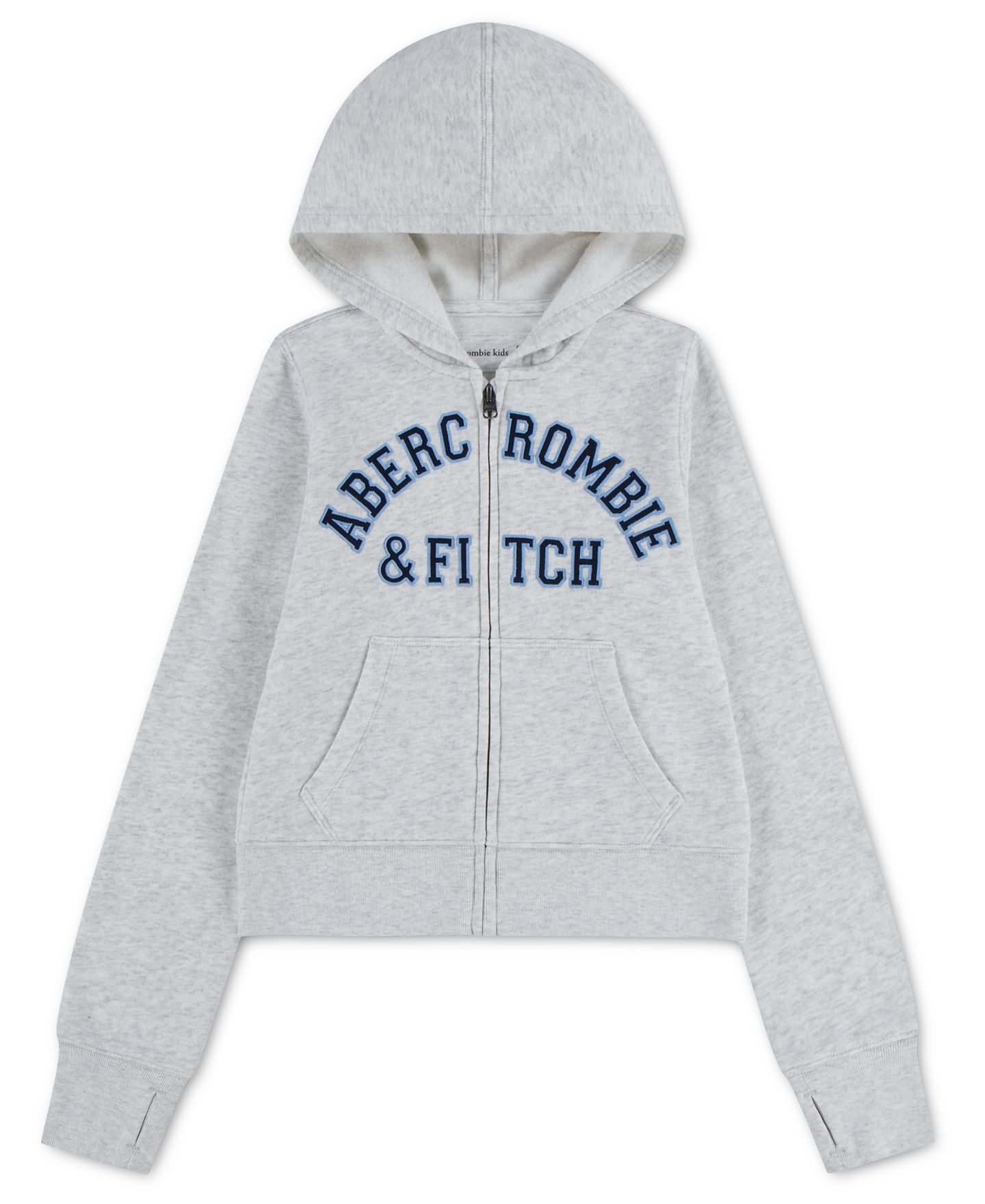 Детское худи abercrombie kids с логотипом на молнии, 5-16, цвет: Серый — фото 1