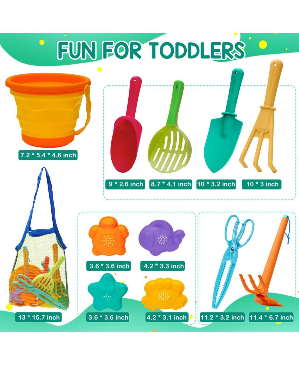 Gnuadz Beach Sand Toys Set Mesh Bag Bucket Shovel Rake Mold Kit