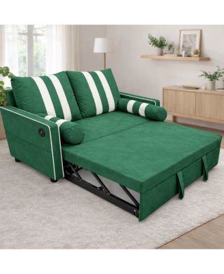  2-Seater Pull-Out Sofa Bed with  USB and Storage