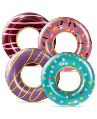 4 pack Donut Pool Floats Swim Rings Inflatable Tube