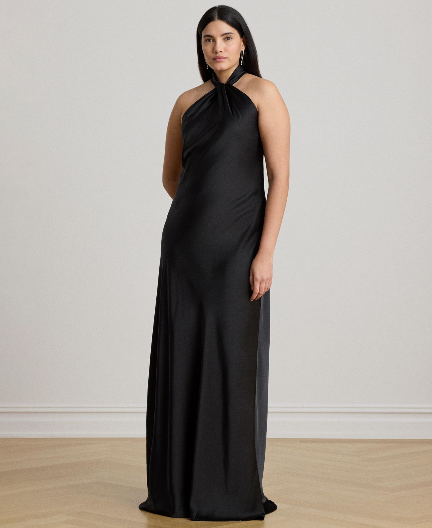 Women's Satin Charmeuse Halter Gown