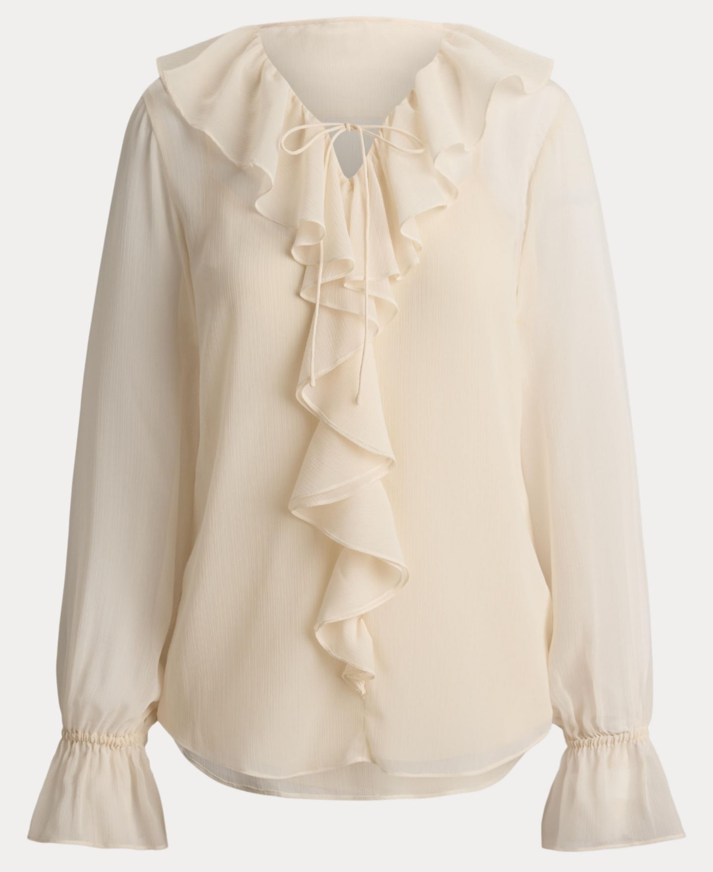 Женская блузка Lauren Ralph Lauren Ruffle-Trim V-Neck Blouse, цвет: Кремовый — фото 6