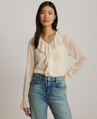 Women's Ruffle-Trim V-Neck Blouse