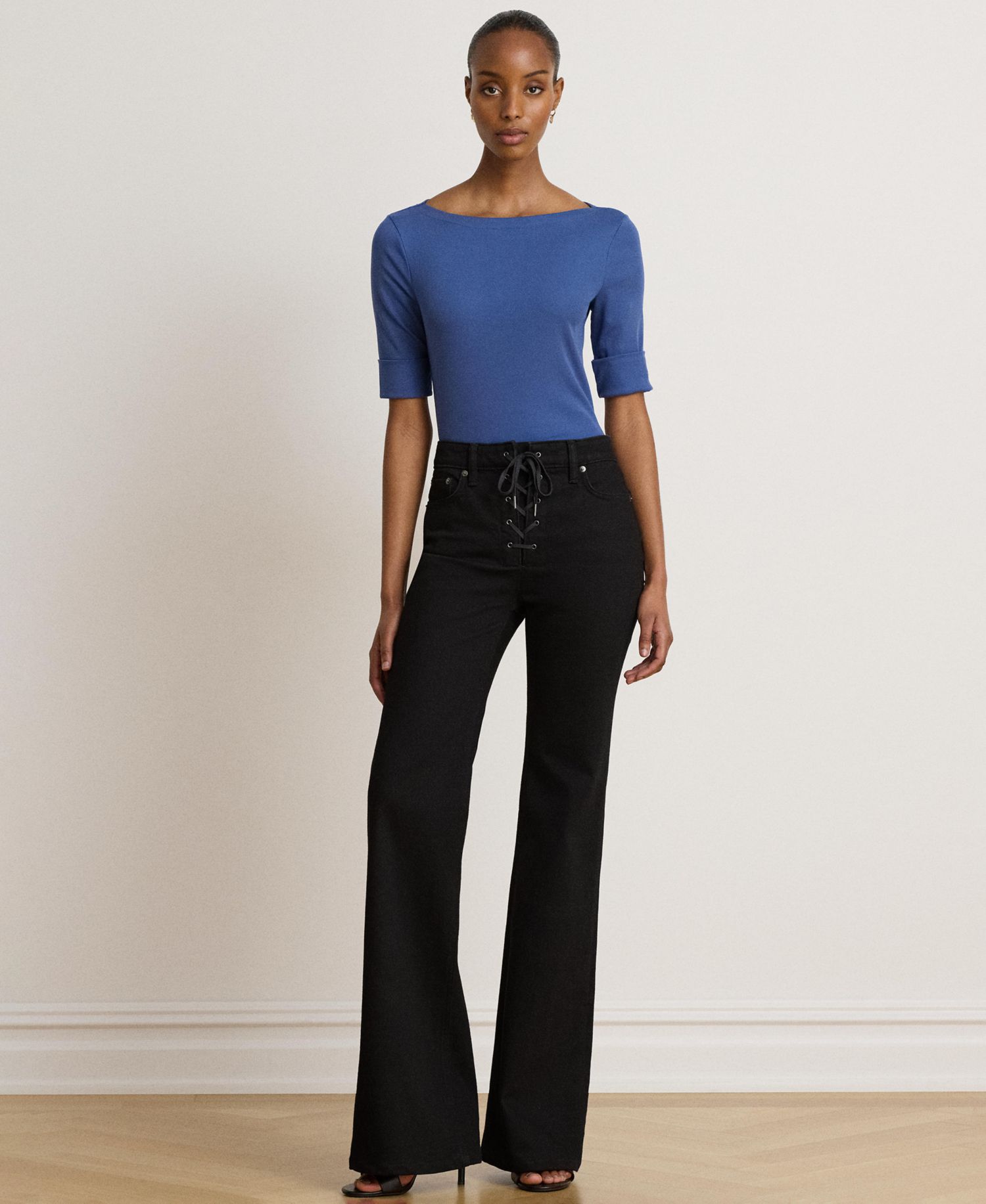 Stretch Cotton Boatneck T-Shirt
