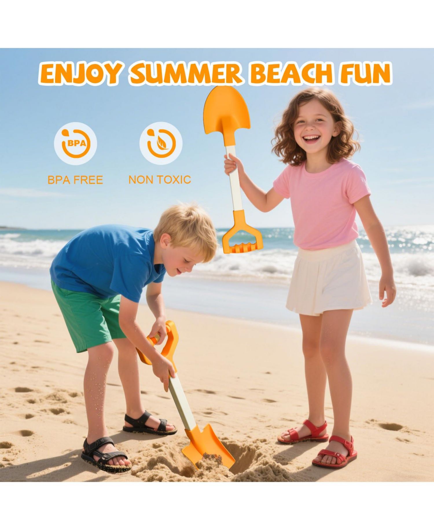 20-Inch Durable ABS Beach Shovels, 2-Piece Set