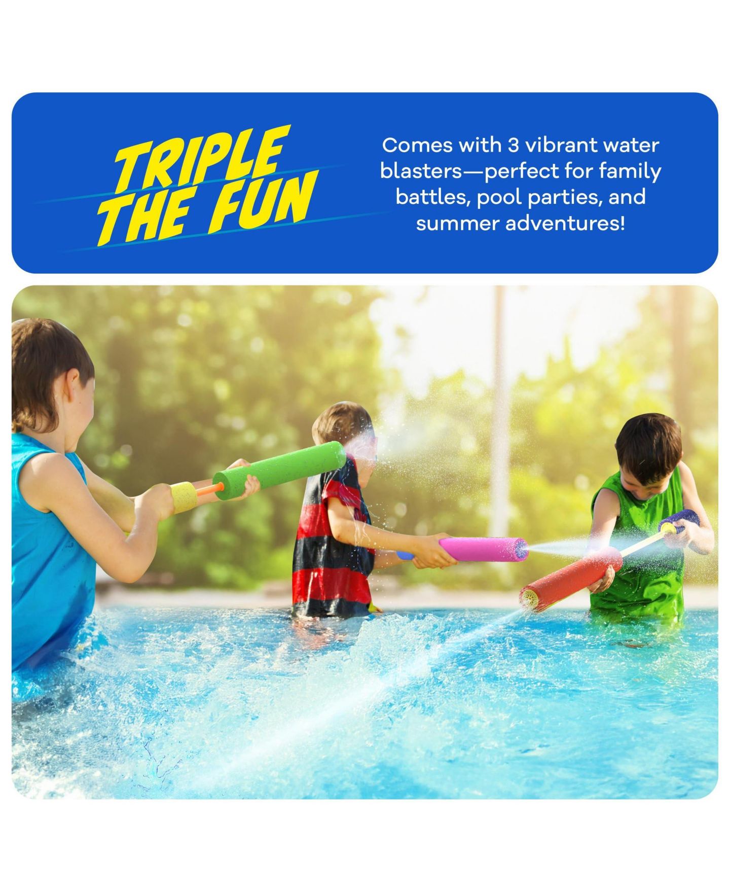 Детские игрушки GNUADZ Water Gun 30-Foot Range Water Blasters, 3-Piece Set, Ages 5-7, цвет: Разноцветный — фото 3