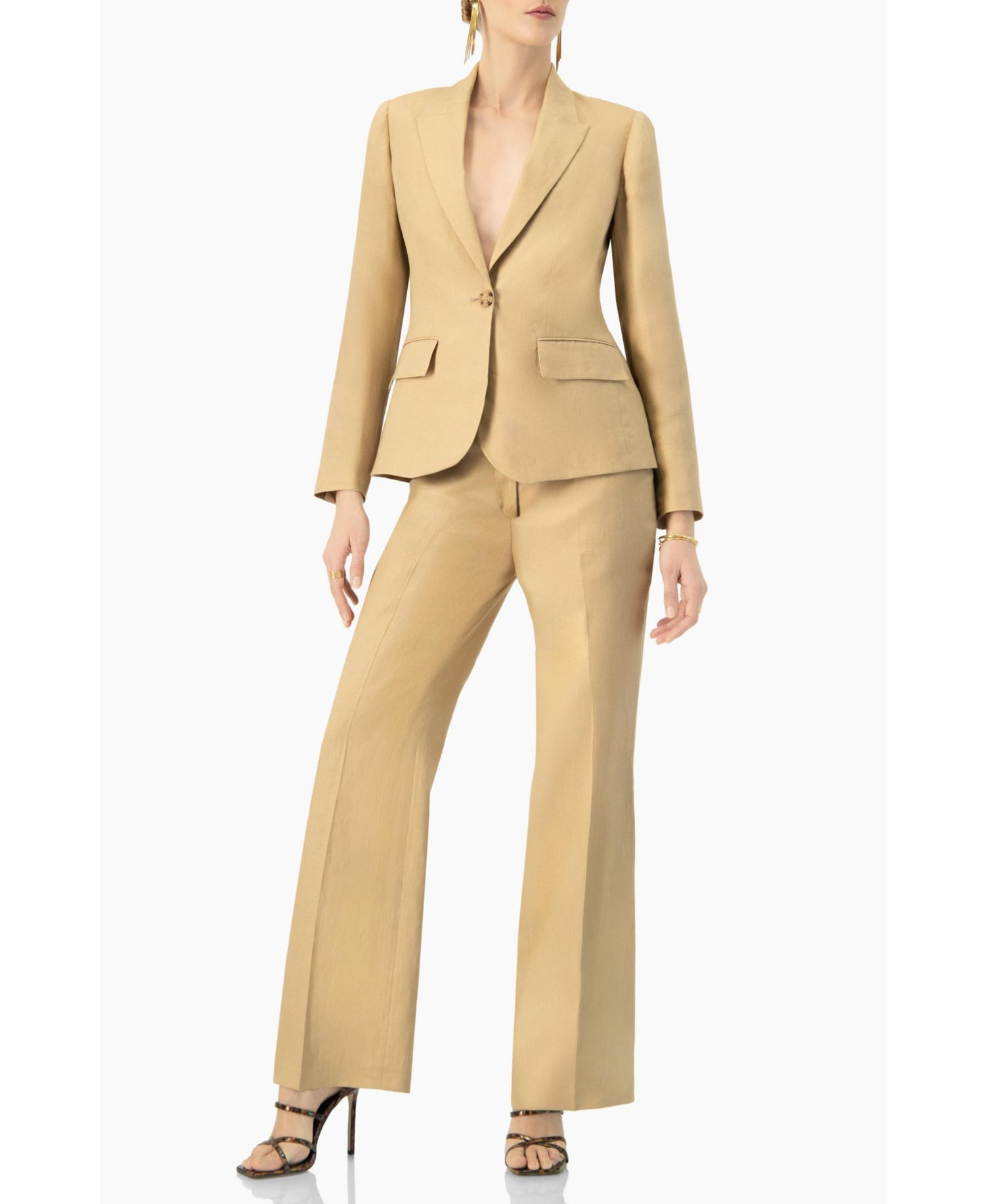 Women's Linen Straight Leg Wide Pants