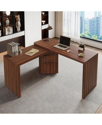 90 inches L-Desk with 3Drawers and 360degree(s) Rotating Top