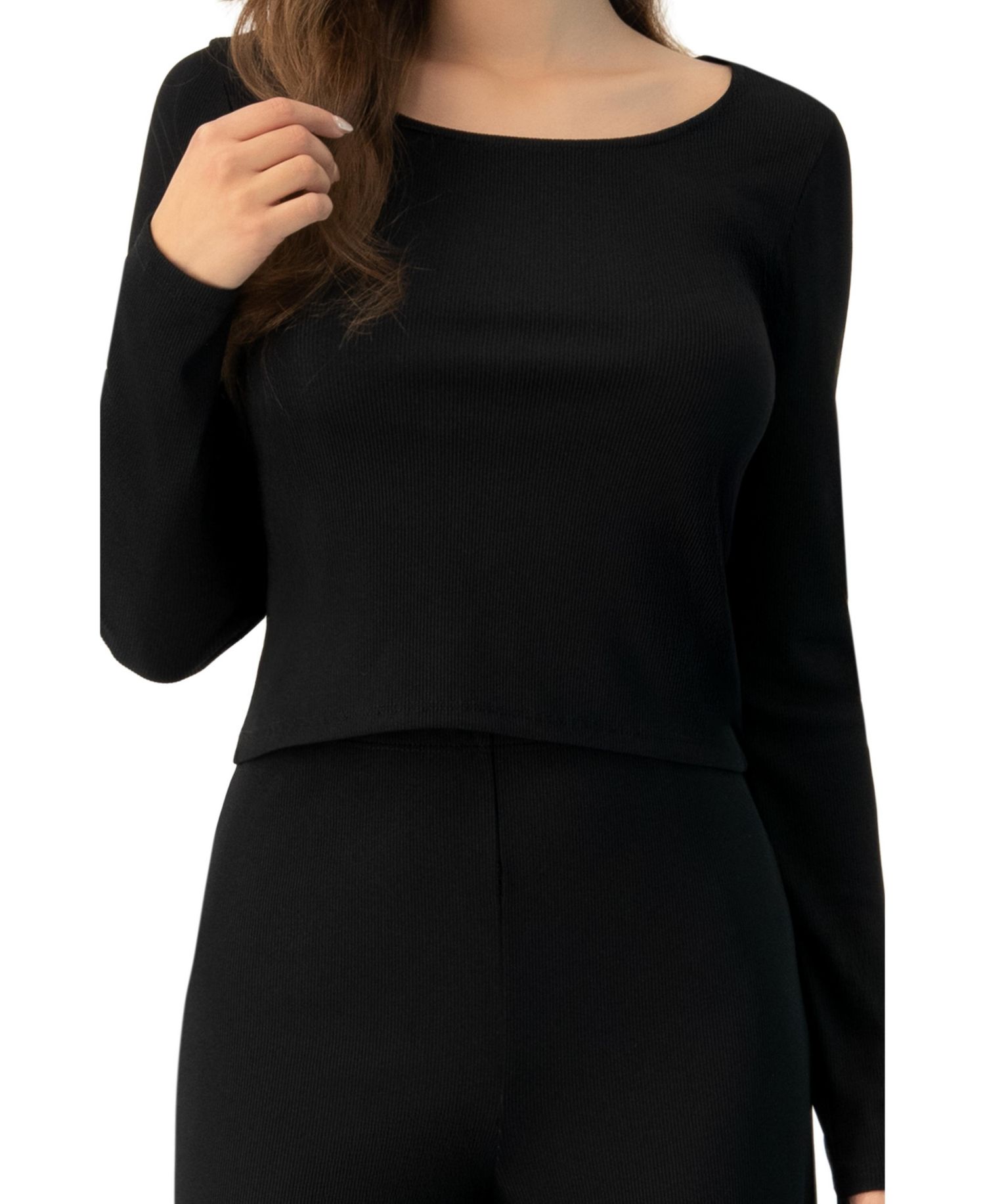 Women's Ribbed Long Sleeve Crop Top