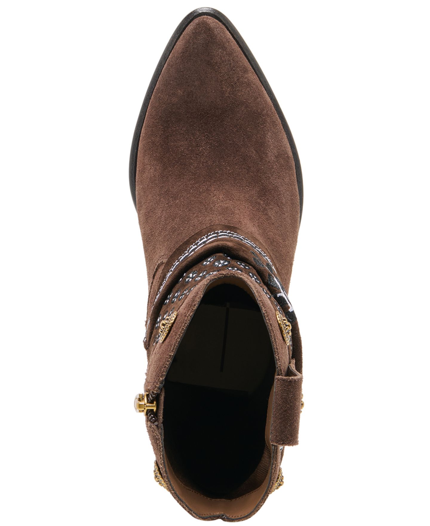 Женский шарф Dolce Vita Mekala Scarf Cuff Embroidered Western Booties, цвет: Тёмный коричневый замшевый — фото 4
