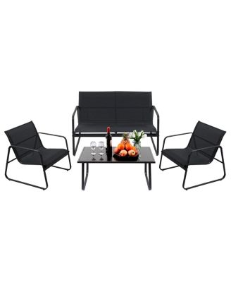 Patio Furniture Set Steel Textilene Sofa Set with Glass Table