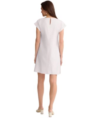 Jones New York Women's Short Sleeve Linen-Blend Side Button Swing Dress -  Macy's