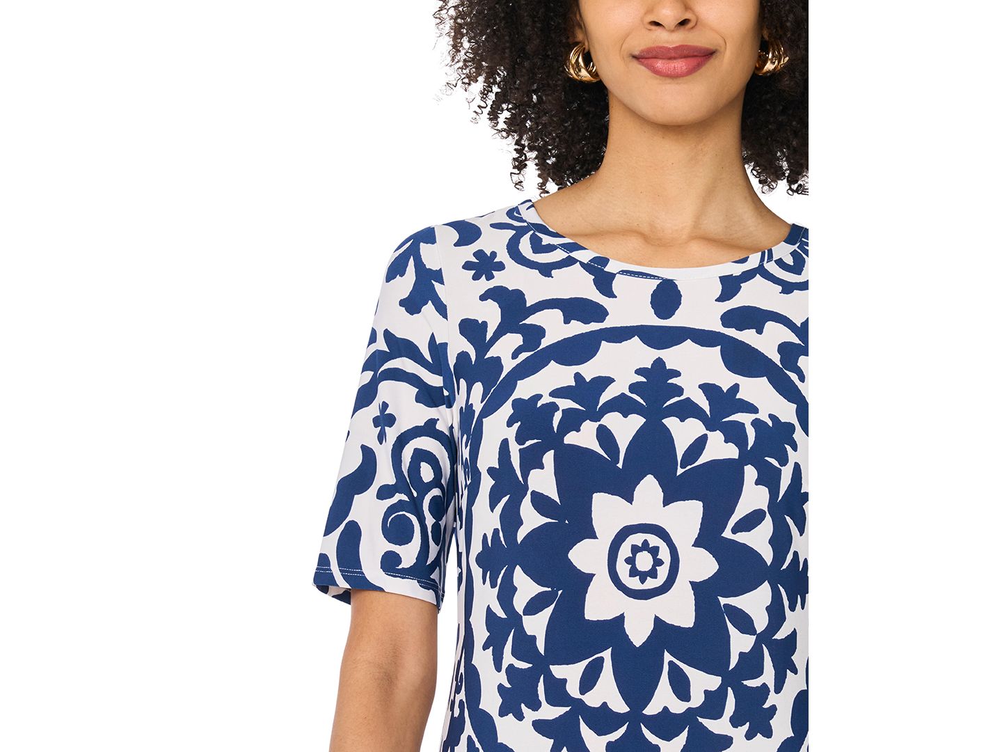 Женское платье Vince Camuto Crewneck Printed Maxi, цвет: Classic Na — фото 3