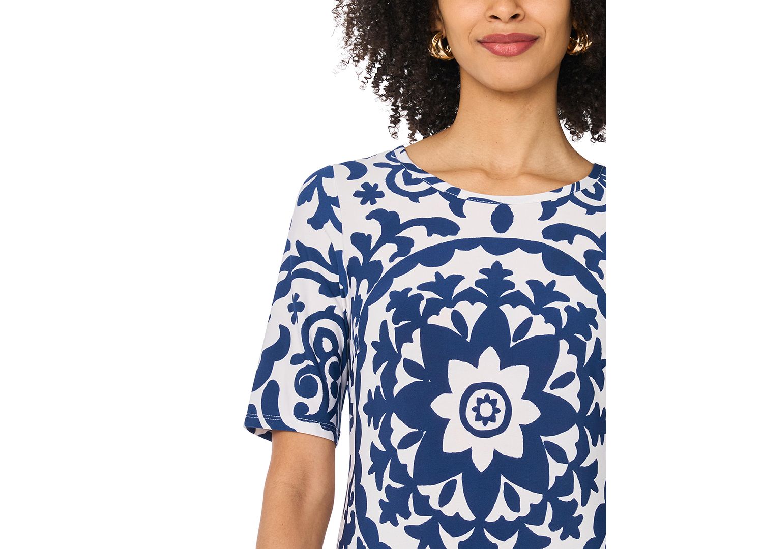 Women's Crewneck Printed Maxi Dress