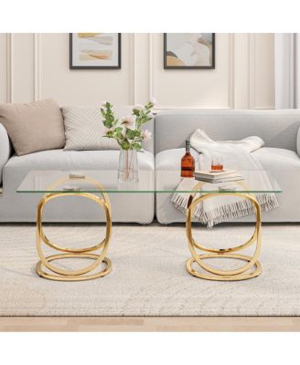 Modern Glass Coffee Table with Ring Frames