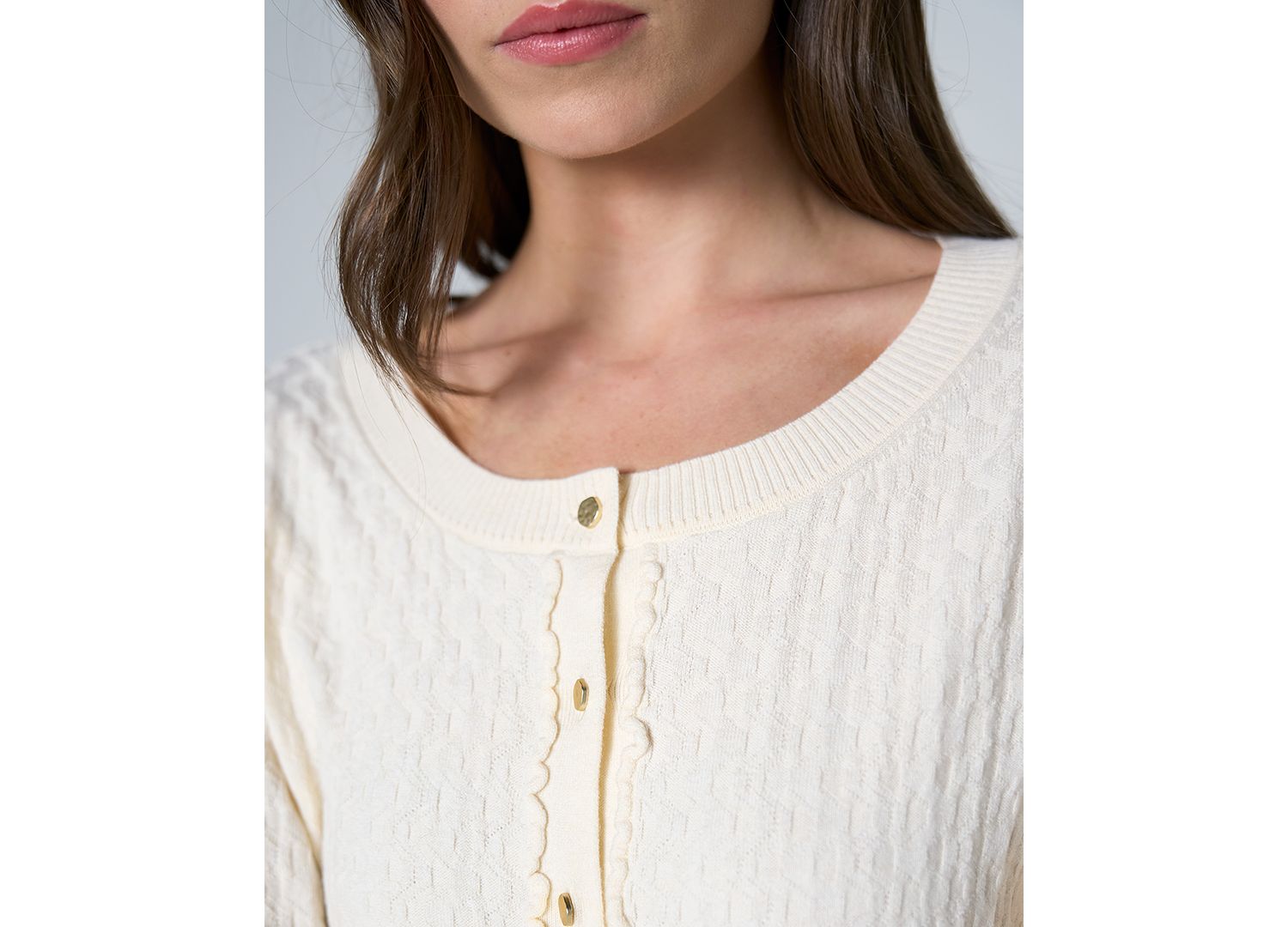 Petite Button-Front Ruffle Trim Cardigan Sweater