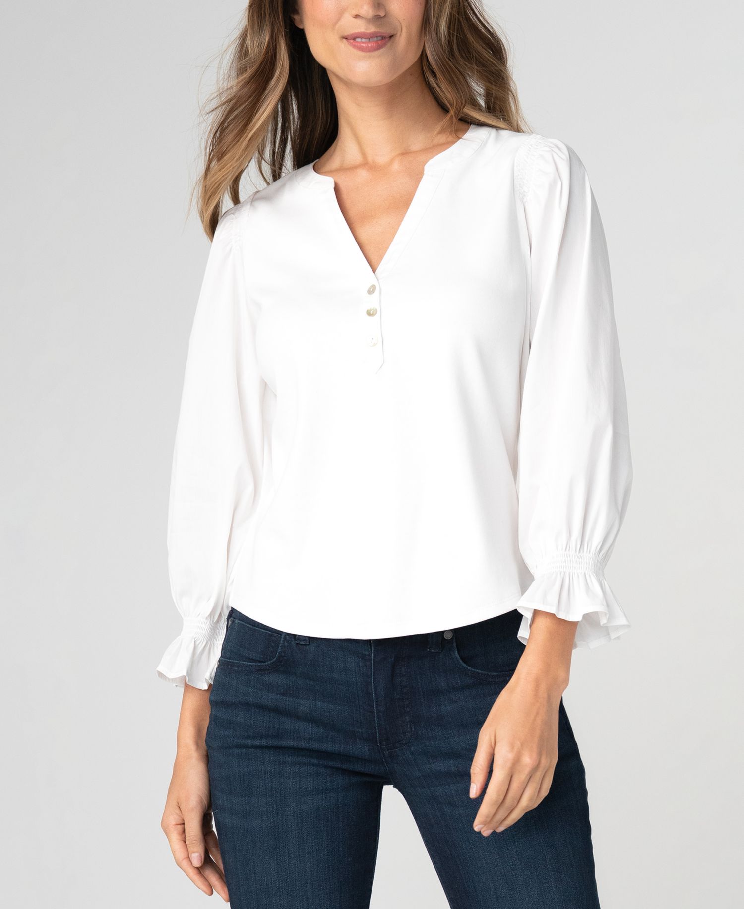 Petite Modified V-Neck Blouse
